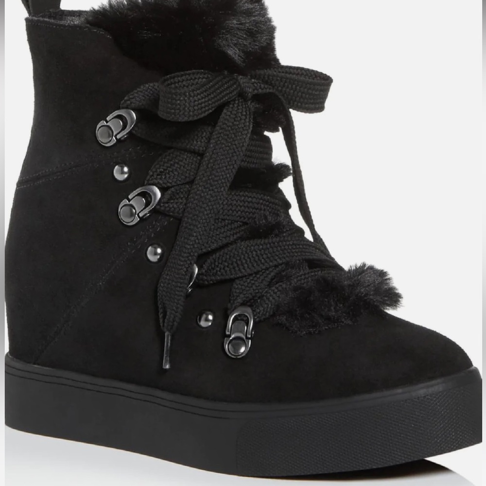 J/Slides - Womens Suede leather  Sneakers faux fur 7.5women